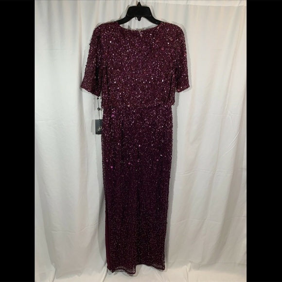 NWT $289 Adrianna Papell Blouson Sequin Gown in‎ Cassis [SZ 6 ] - Picture 11 of 13